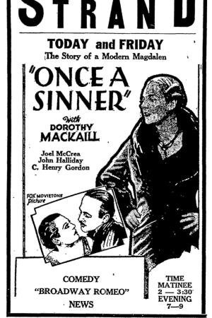 Once A Sinner Poster